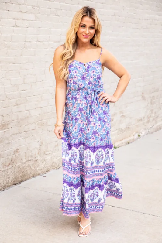 Gentle Breeze Purple Printed Maxi Dress FINAL SALE sold by Pink Lily