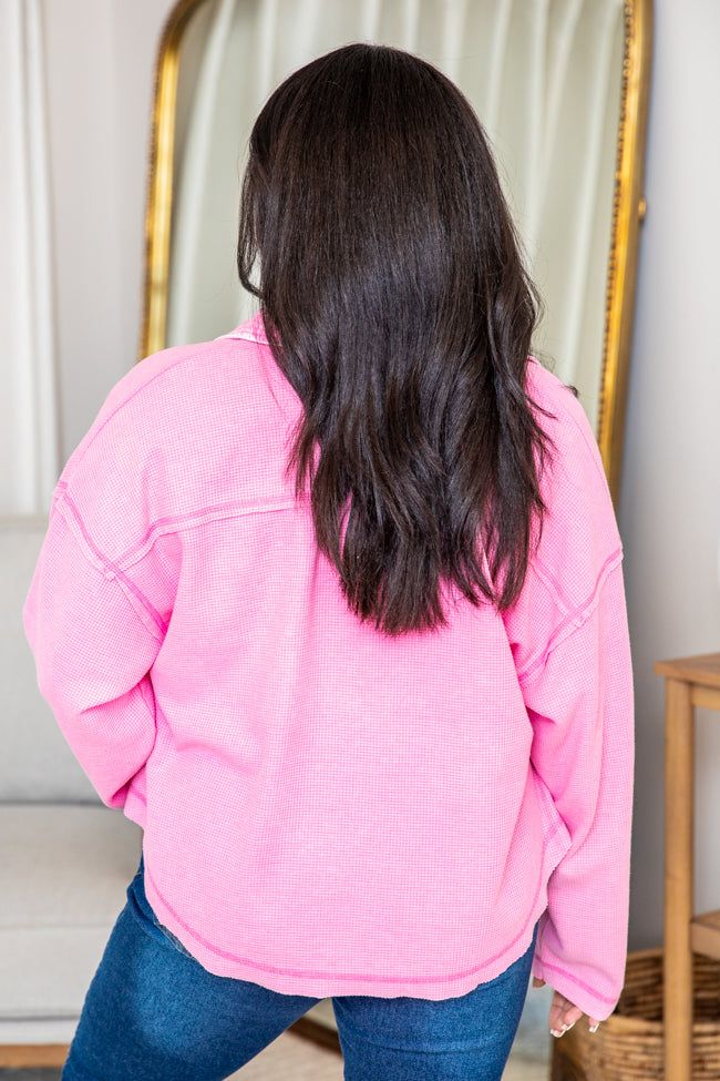 Cry Me A River Hot Pink Acid Wash Waffle Knit Shacket FINAL SALE sold by Pink Lily product image thumbnail 8