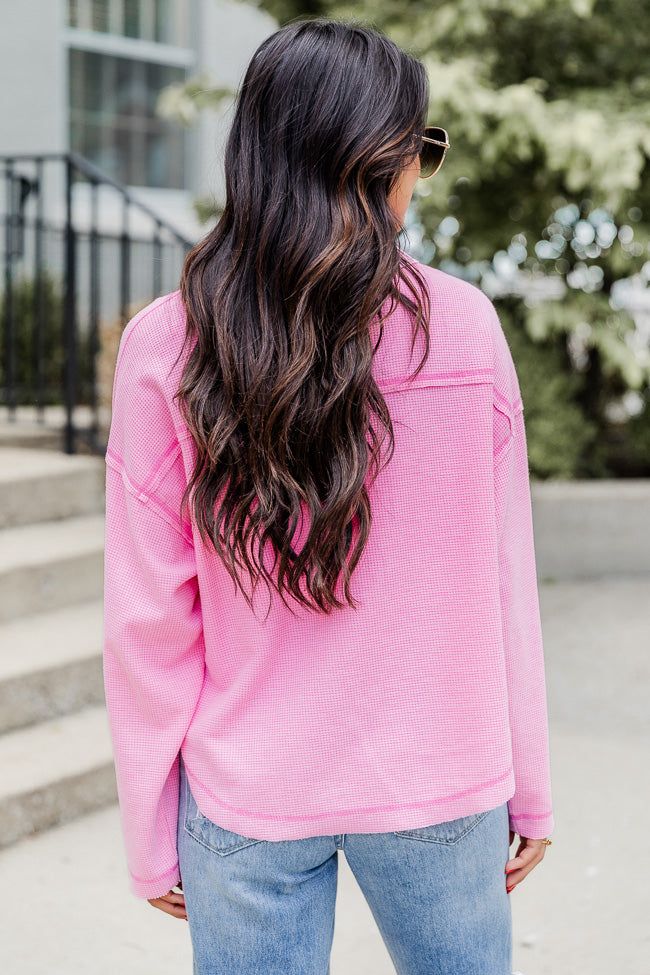 Cry Me A River Hot Pink Acid Wash Waffle Knit Shacket FINAL SALE sold by Pink Lily product image thumbnail 4