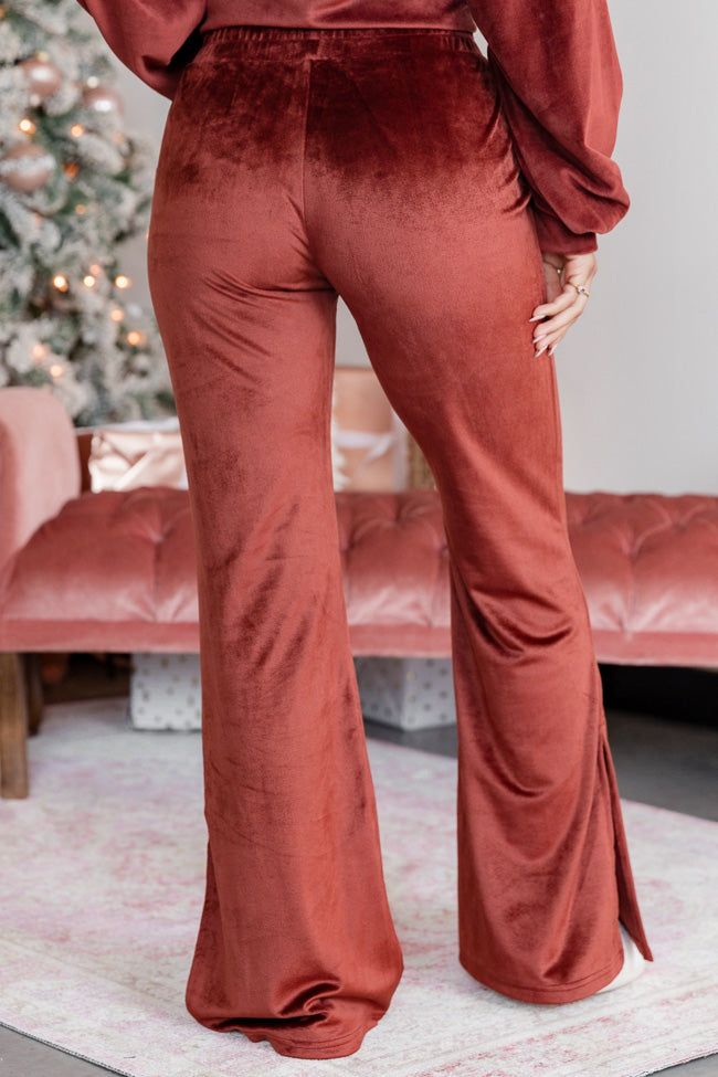 Say When Rust Brown Velvet Flare Legging FINAL SALE sold by Pink Lily product image thumbnail 4