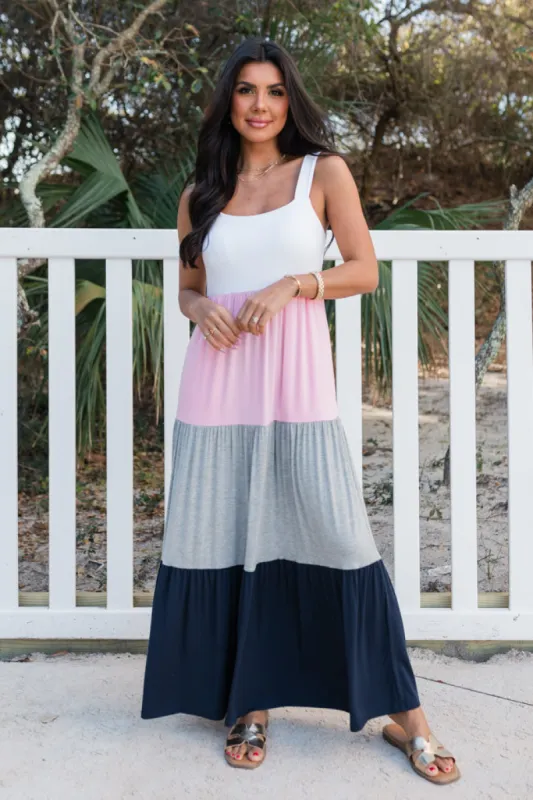 Expressions Of Love Colorblock Tiered Maxi Dress SALE made by Pink Lily