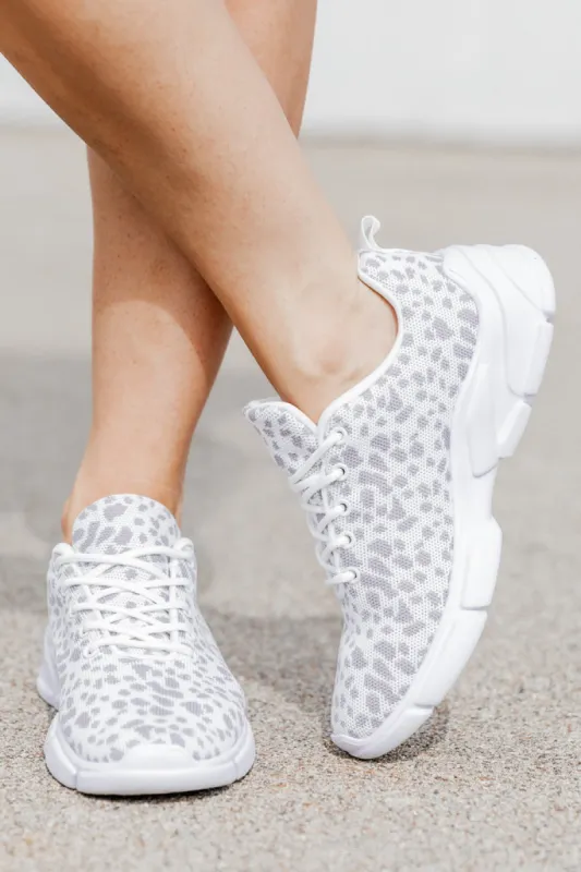 Mikala Grey and White Leopard Print Sneakers FINAL SALE sold by Pink Lily