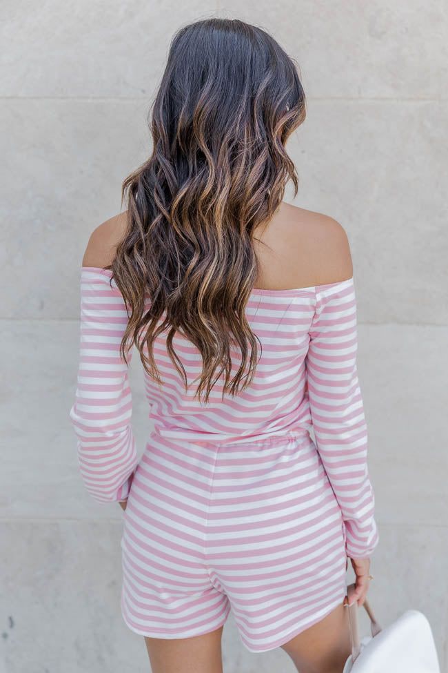 In Another Life Pink/White Stripe Boatneck Romper FINAL SALE sold by Pink Lily product image thumbnail 4
