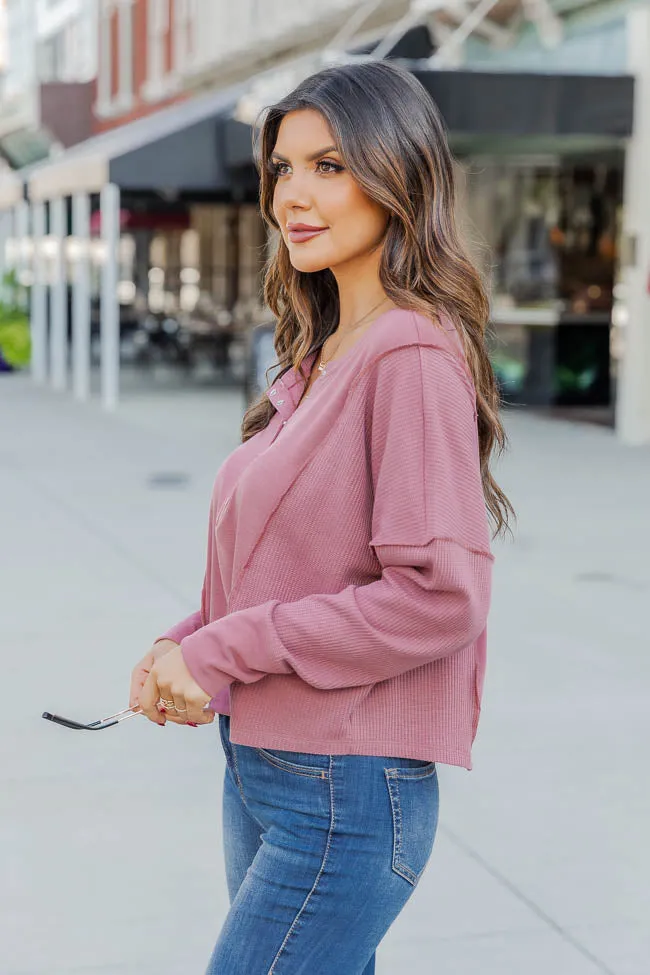 Making The Best Of It Mauve Henley Top FINAL SALE sold by Pink Lily product image thumbnail 3