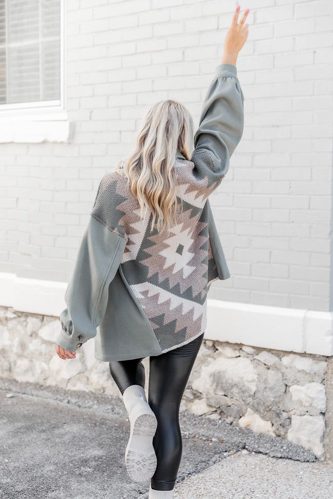 A Possibility Sage Southwestern Shacket sold by Pink Lily