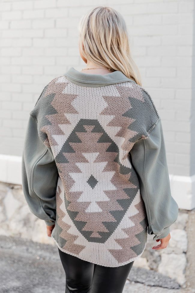 A Possibility Sage Aztec Shacket sold by Pink Lily product image thumbnail 5
