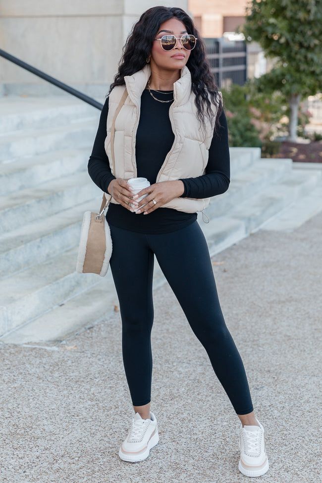 Sights To See Khaki Cropped Puffer Vest sold by Pink Lily product image thumbnail 2