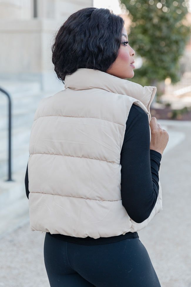 Sights To See Khaki Cropped Puffer Vest sold by Pink Lily product image thumbnail 4