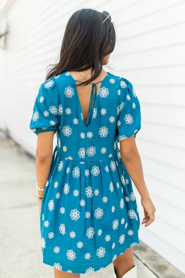 Figured It Out Teal Stitched Detail Mini Dress sold by Pink Lily product image thumbnail 4