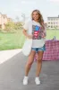 Flag Lightning Bolt White Oversized Graphic Tee sold by Pink Lily