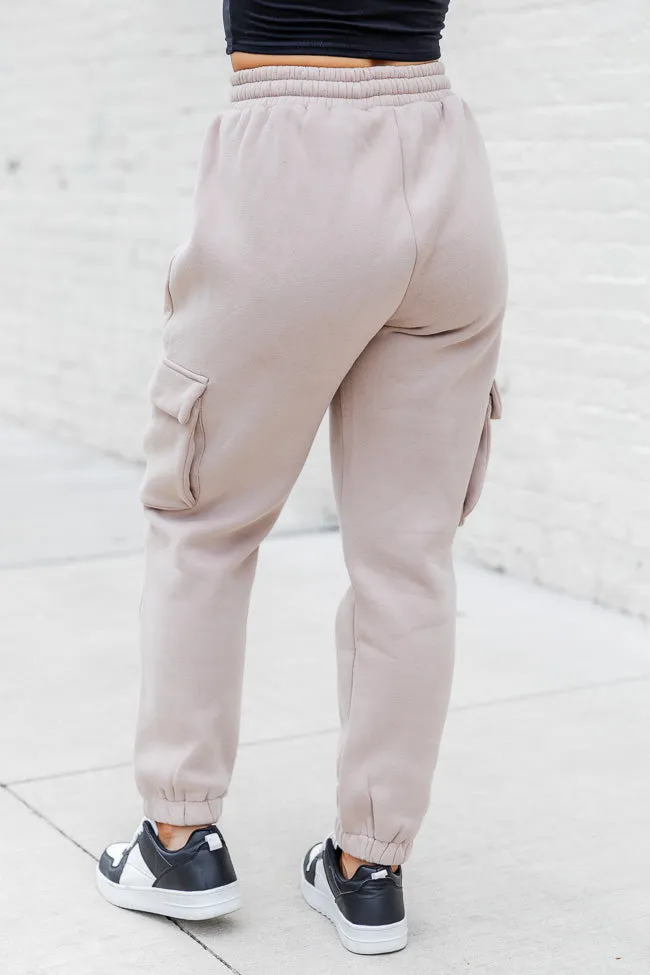 On The Go Taupe Fleece Cargo Jogger FINAL SALE sold by Pink Lily product image thumbnail 4