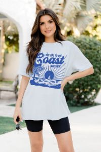 Love you to the coast and back Light Blue Oversized Graphic Tee sold by Pink Lily
