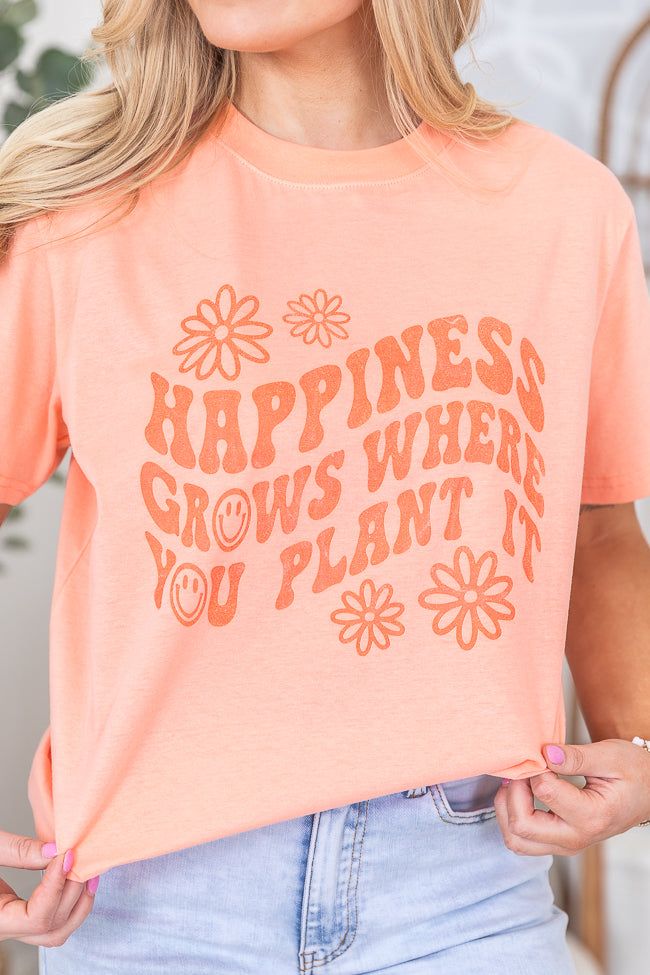 Happiness Grows Coral Oversized Graphic Tee sold by Pink Lily product image thumbnail 3
