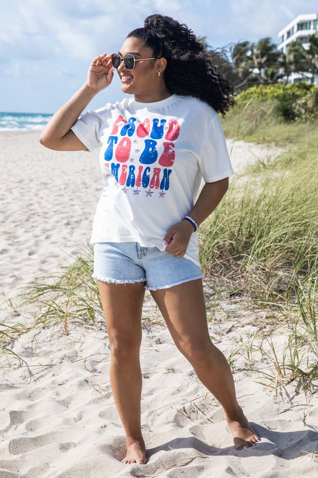 Proud to be American White Graphic Tee sold by Pink Lily product image thumbnail 3