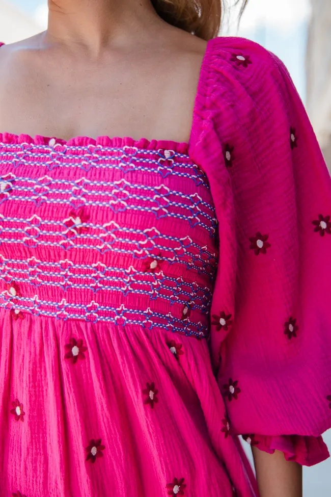 Dress To Impress Pink Floral Stitched Smocked Top Dress sold by Pink Lily product image thumbnail 5