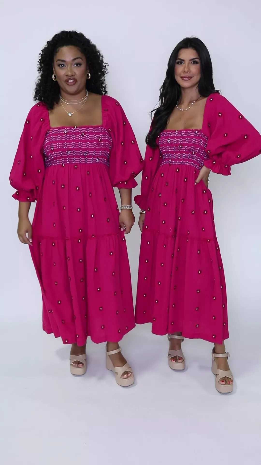 Dress To Impress Pink Floral Stitched Smocked Top Dress sold by Pink Lily product image thumbnail 3