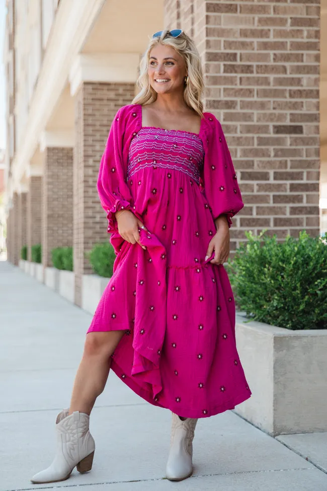 Dress To Impress Pink Floral Stitched Smocked Top Dress sold by Pink Lily product image thumbnail 4