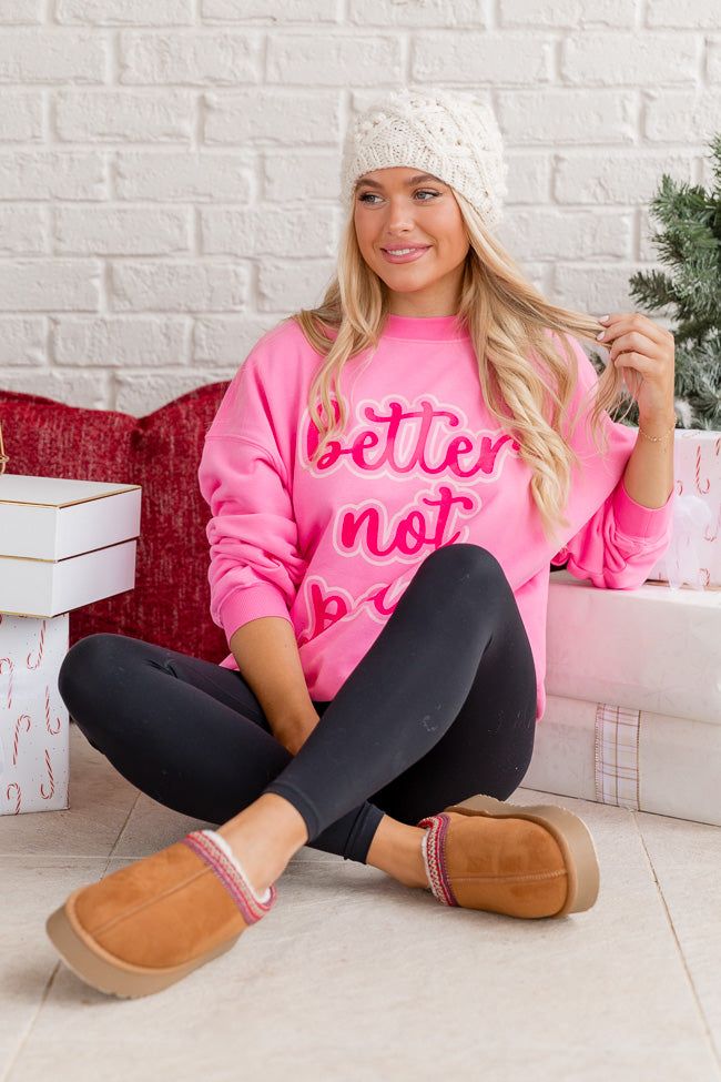 Better Not Pout Light Pink Oversized Graphic Sweatshirt sold by Pink Lily product image thumbnail 4