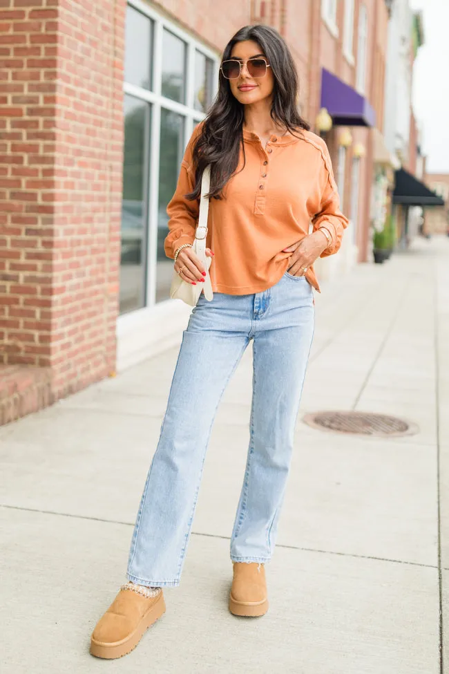 Like Me Again Rust Contrast Stitch Henley FINAL SALE sold by Pink Lily product image thumbnail 2