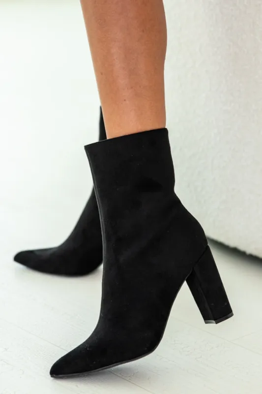 Marjorie Black Suede Pointed Toe Booties FINAL SALE sold by Pink Lily