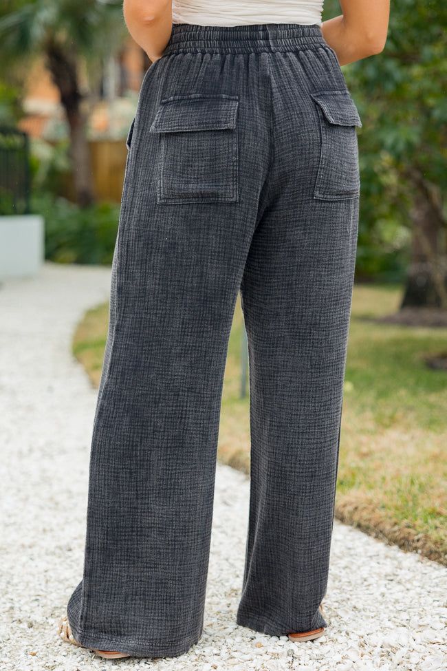 Match My Energy Black Acid Wash Gauze Pants sold by Pink Lily product image thumbnail 4