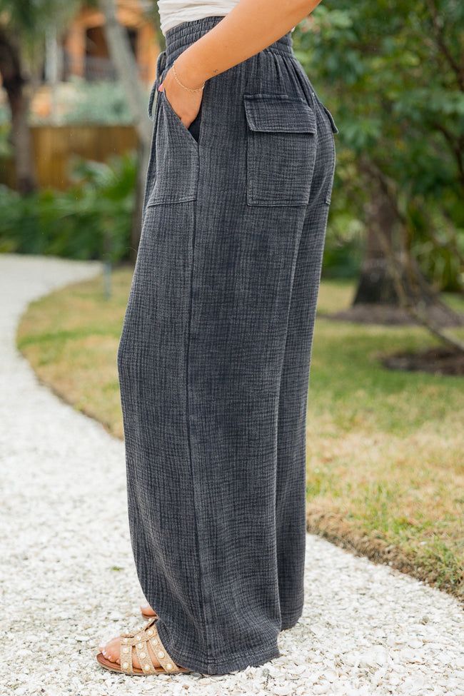 Match My Energy Black Acid Wash Gauze Pants sold by Pink Lily product image thumbnail 3