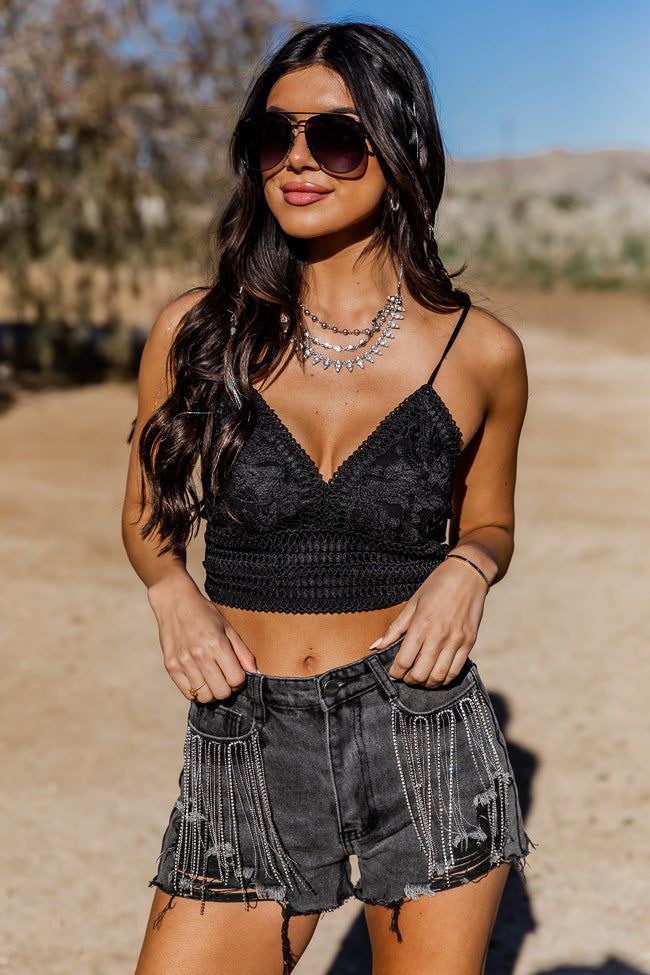 Free My Soul Black Cropped Crochet Tank sold by Pink Lily product image thumbnail 2