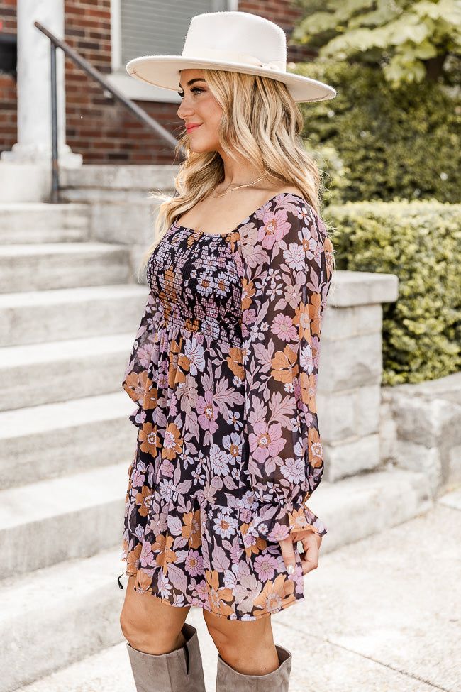 Destined To Be Floral Printed Long Sleeve Mini Dress sold by Pink Lily product image thumbnail 4