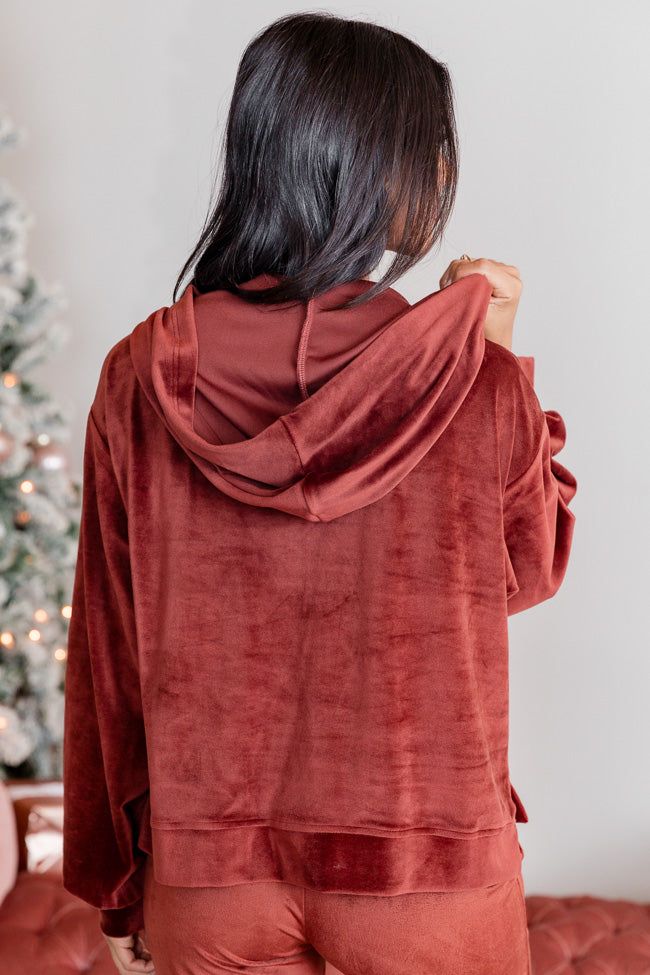Say When Rust Brown Velvet Hoodie FINAL SALE sold by Pink Lily product image thumbnail 5