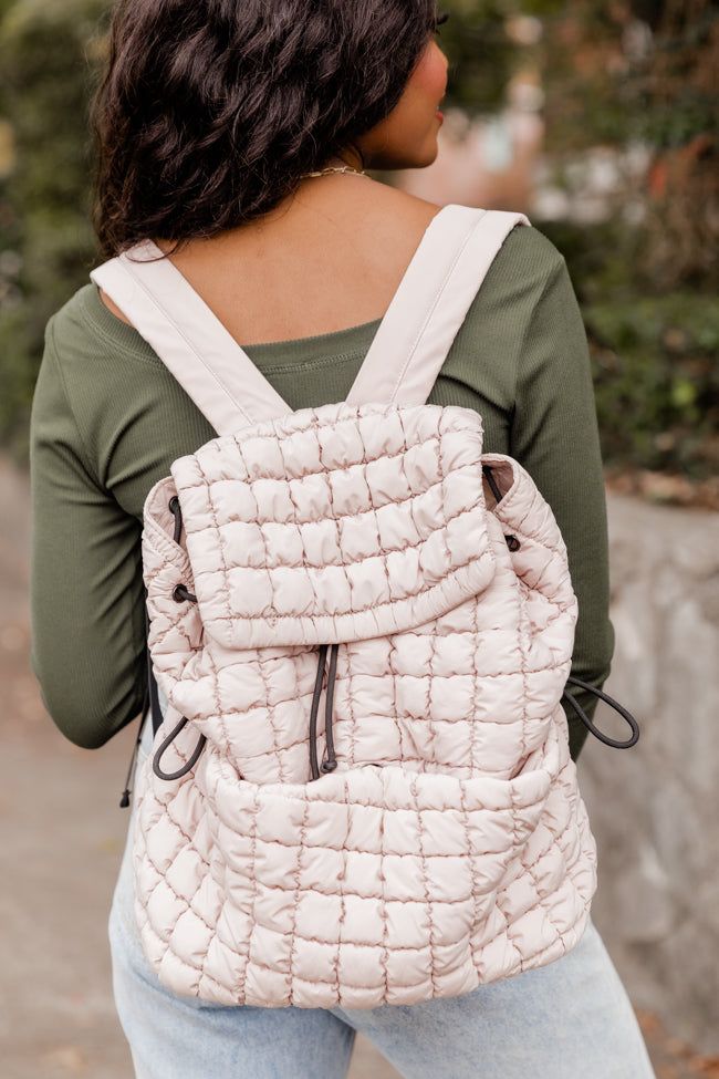 Nude Puffy Backpack sold by Pink Lily