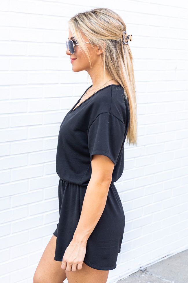 Perfectly Imperfect Black V-Neck Romper FINAL SALE sold by Pink Lily product image thumbnail 5