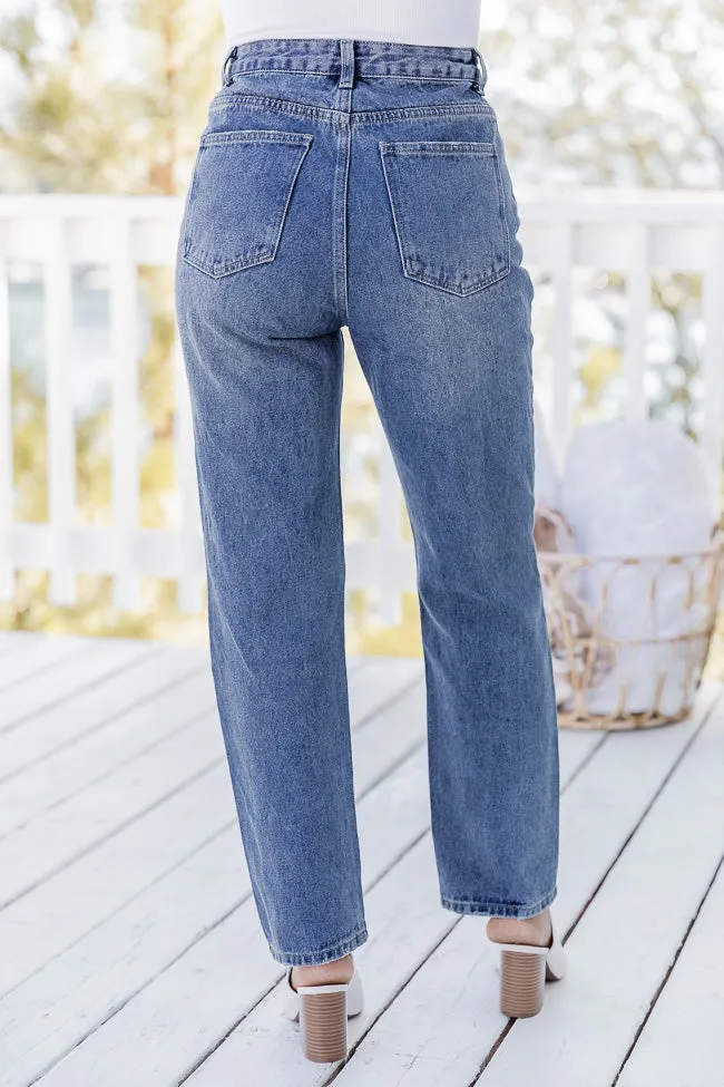 Rosalind High Rise Distressed Medium Wash Straight Leg Jeans FINAL SALE sold by Pink Lily product image thumbnail 3