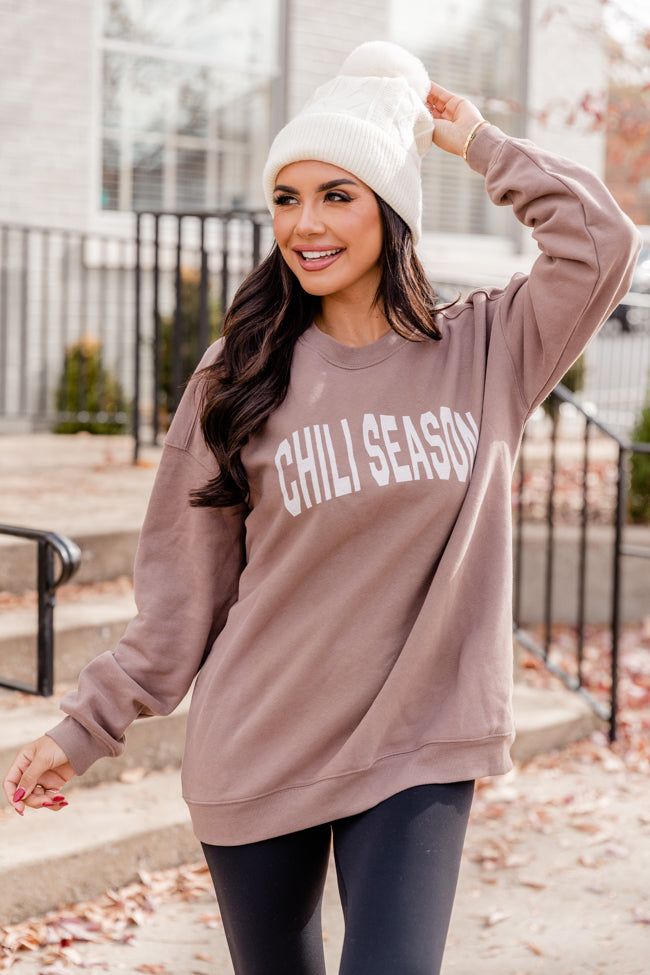 Chili Season Mocha Oversized Graphic Sweatshirt DOORBUSTER sold by Pink Lily product image thumbnail 4