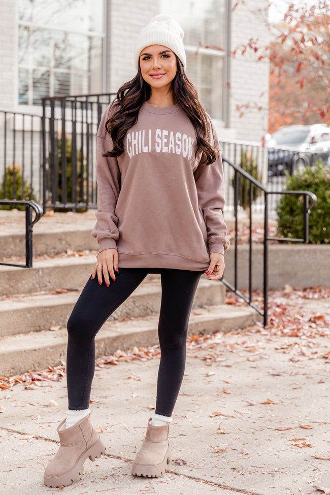 Chili Season Mocha Oversized Graphic Sweatshirt DOORBUSTER sold by Pink Lily product image thumbnail 5