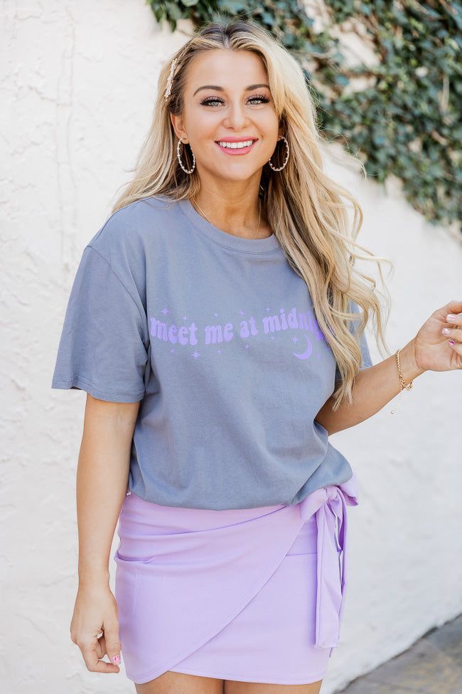 Meet me at Midnight Grey Oversized Graphic Tee sold by Pink Lily product image thumbnail 2