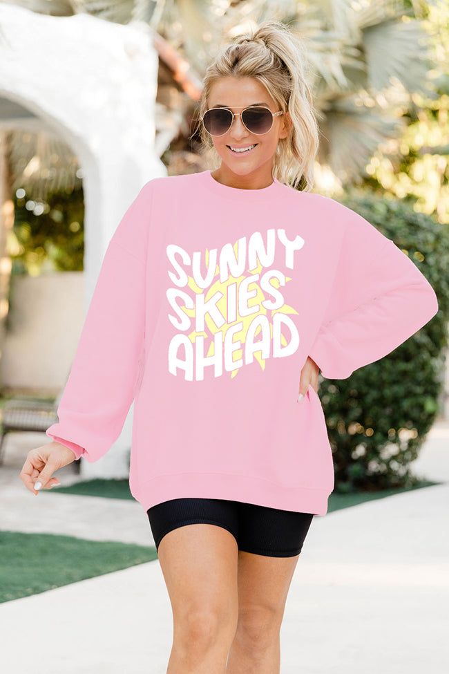 Sunny Skies Ahead Light Pink Oversized Graphic Sweatshirt sold by Pink Lily product image thumbnail 2