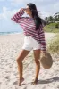 Chasing Rainbows Red and White and Blue Striped Crochet Sweater sold by Pink Lily