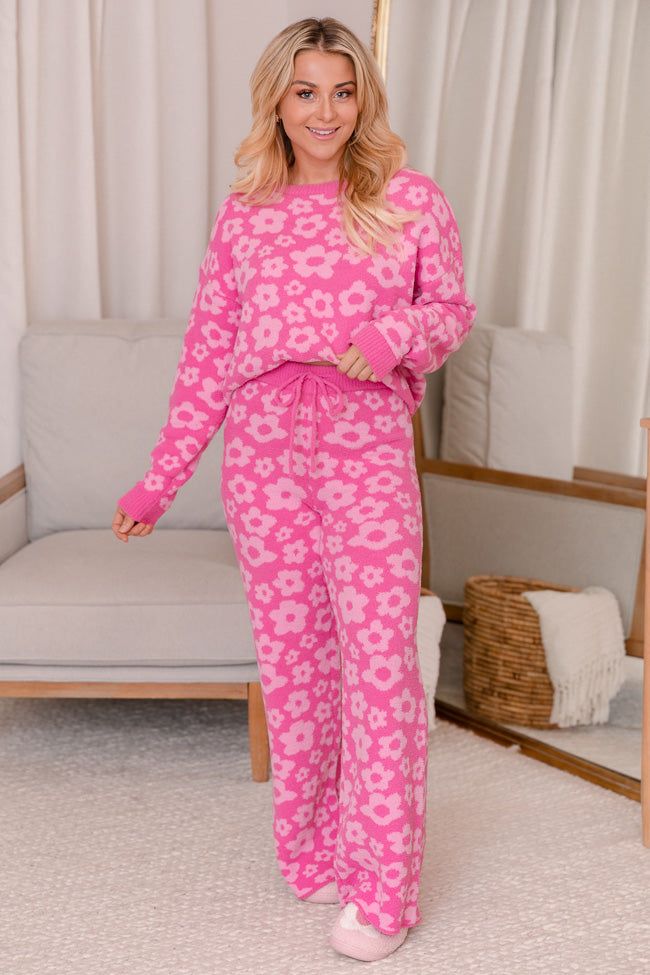 Movies and Chill Pink Floral Fuzzy Lounge Top FINAL SALE sold by Pink Lily product image thumbnail 2