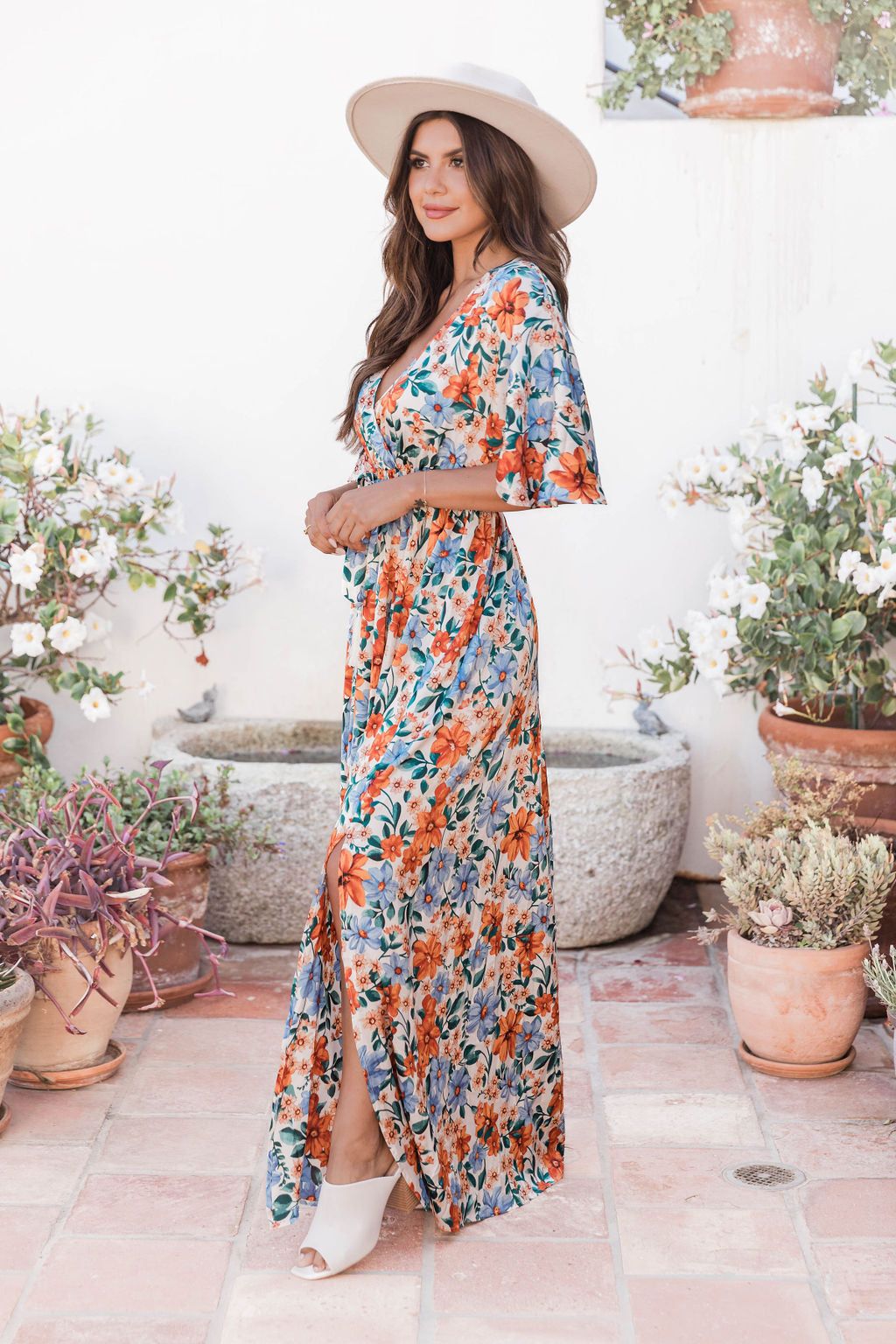 We Go Together Floral Satin Belted Maxi Dress sold by Pink Lily product image thumbnail 4