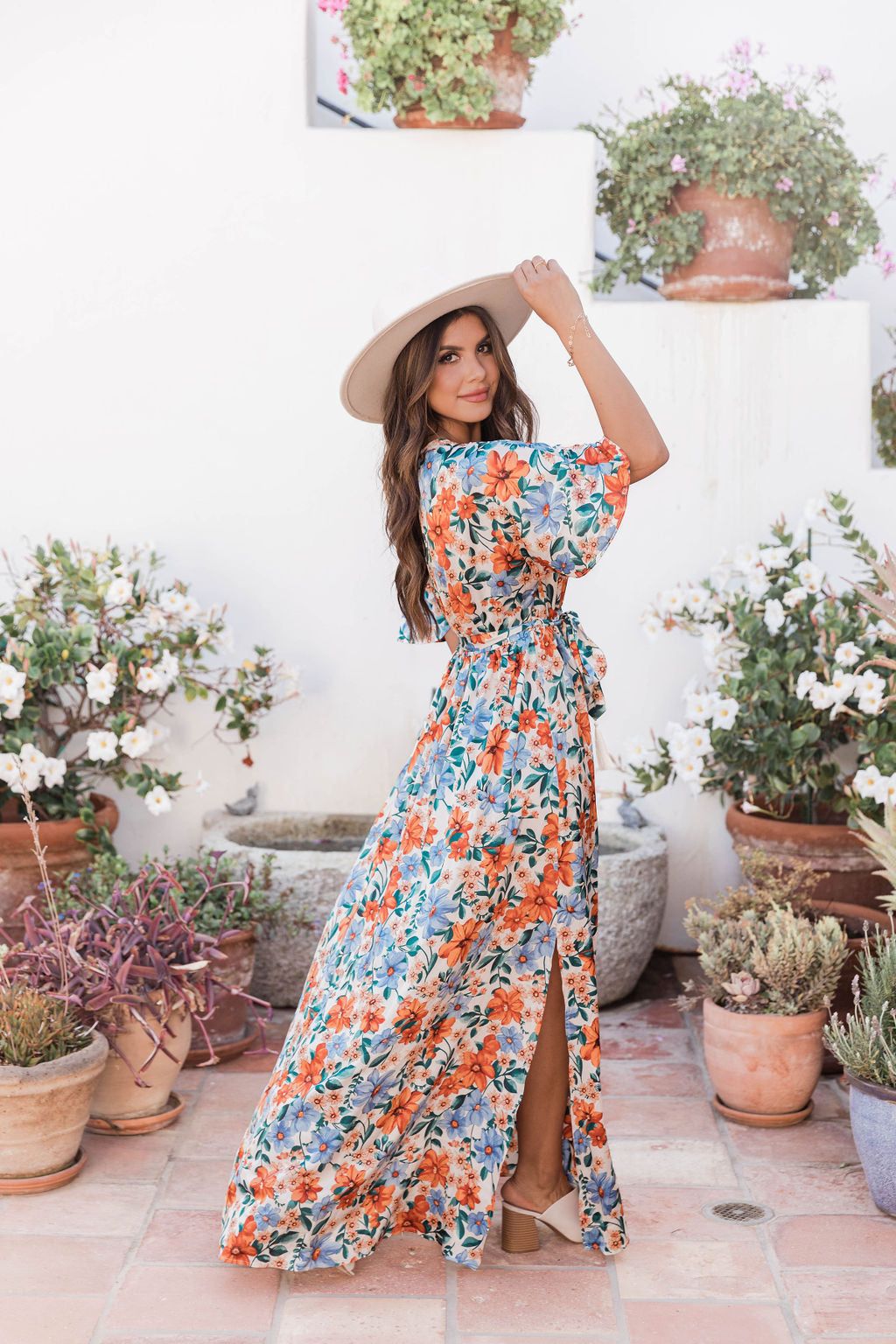 We Go Together Floral Satin Belted Maxi Dress sold by Pink Lily product image thumbnail 5