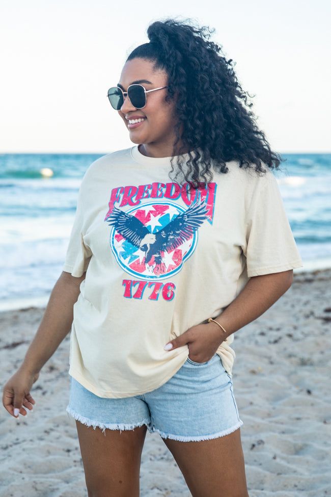 Freedom 1776 Star Ivory Oversized Graphic Tee sold by Pink Lily