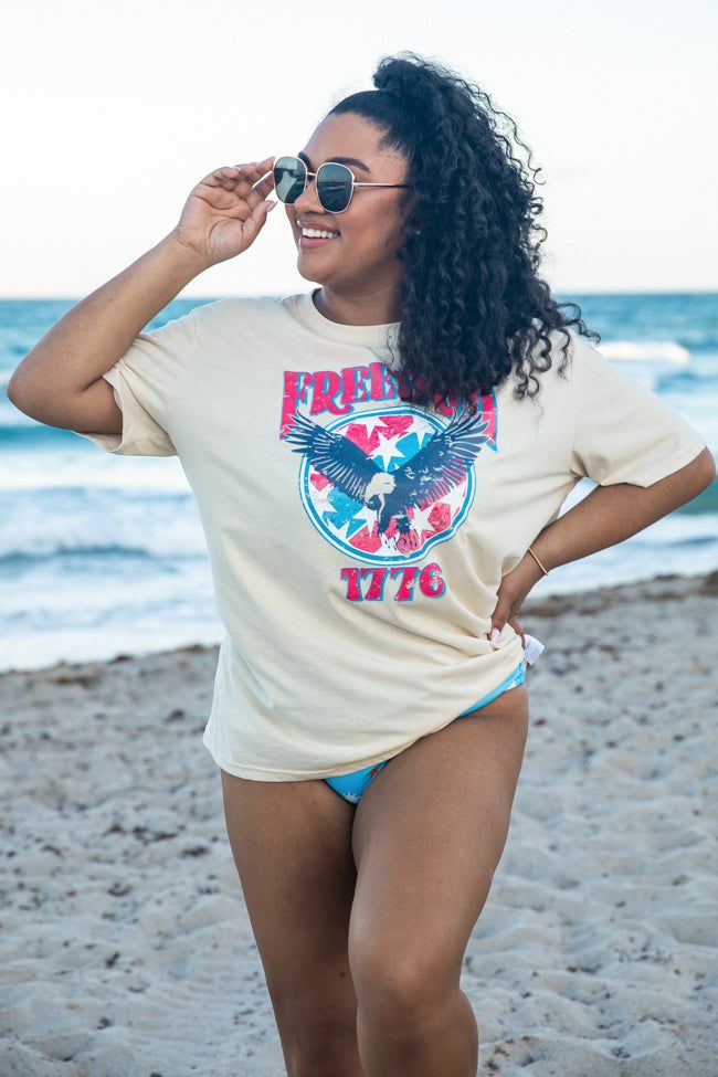 Freedom 1776 Star Ivory Oversized Graphic Tee sold by Pink Lily product image thumbnail 2