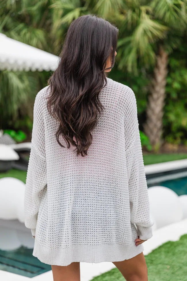 With The Girls Ivory Open Knit Button Front Cardigan sold by Pink Lily product image thumbnail 4