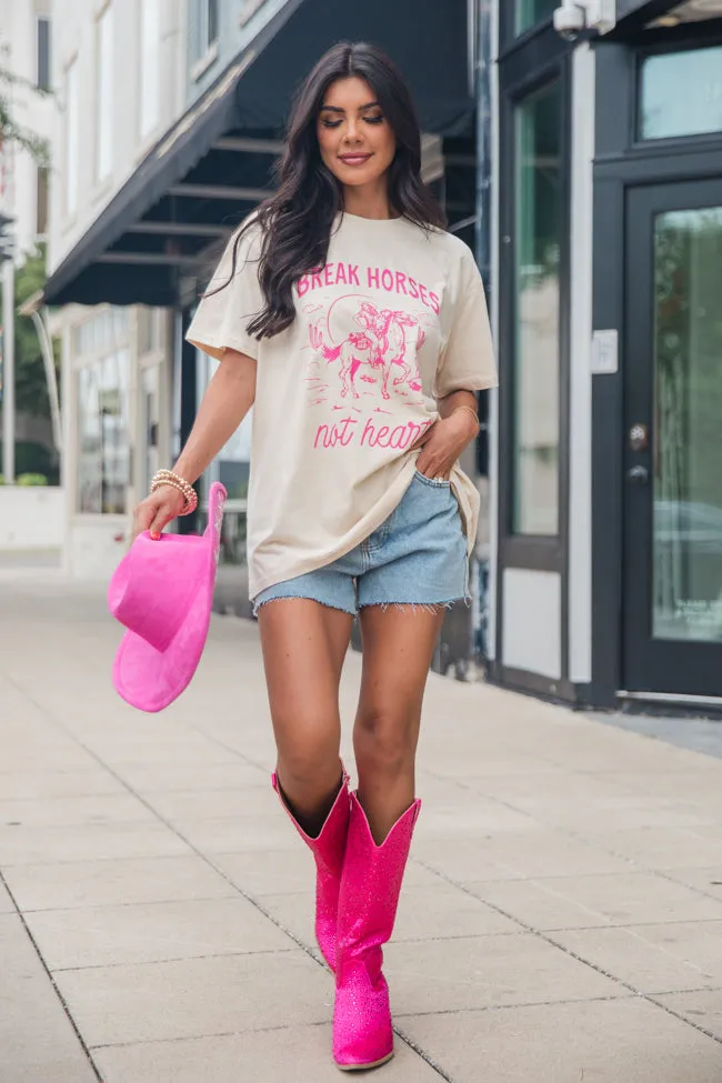 Break Horses Not Hearts Ivory Oversized Graphic Tee sold by Pink Lily product image thumbnail 4