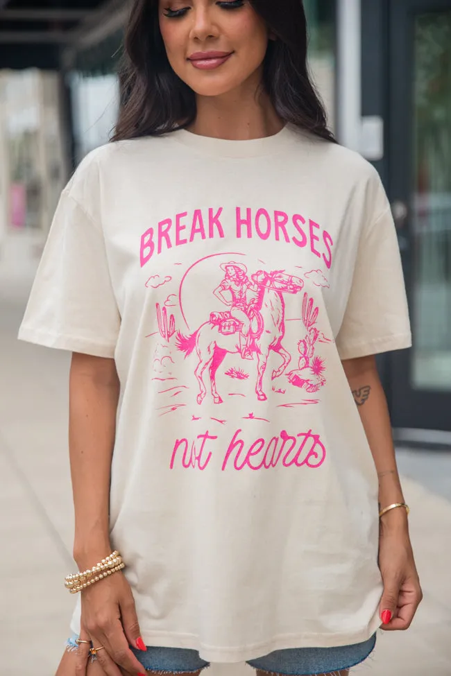 Break Horses Not Hearts Ivory Oversized Graphic Tee sold by Pink Lily product image thumbnail 3