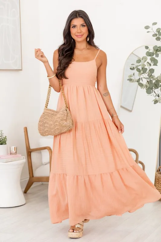 My Own Journey Orange Woven Maxi Dress sold by Pink Lily