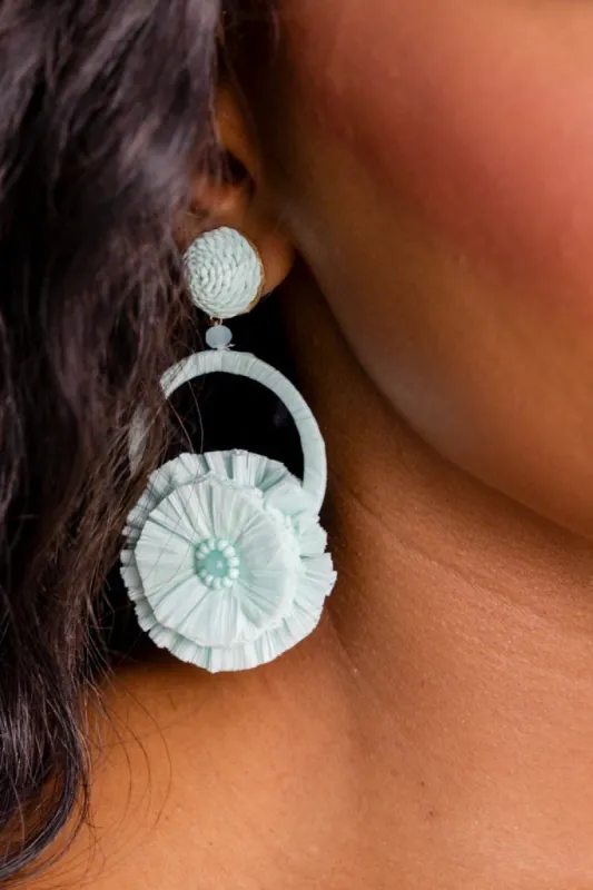 Turquoise Raffia Statement Earrings FINAL SALE sold by Pink Lily