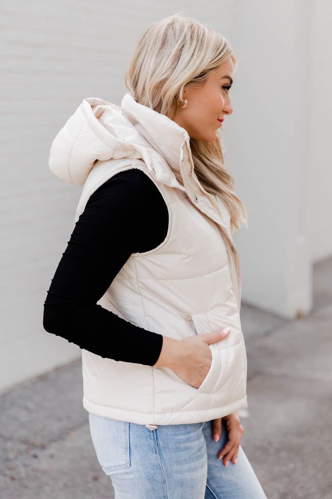 Forever With You Beige Removable Hood Puffer Vest FINAL SALE sold by Pink Lily product image thumbnail 3