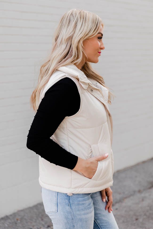 Forever With You Beige Removable Hood Puffer Vest FINAL SALE sold by Pink Lily product image thumbnail 4