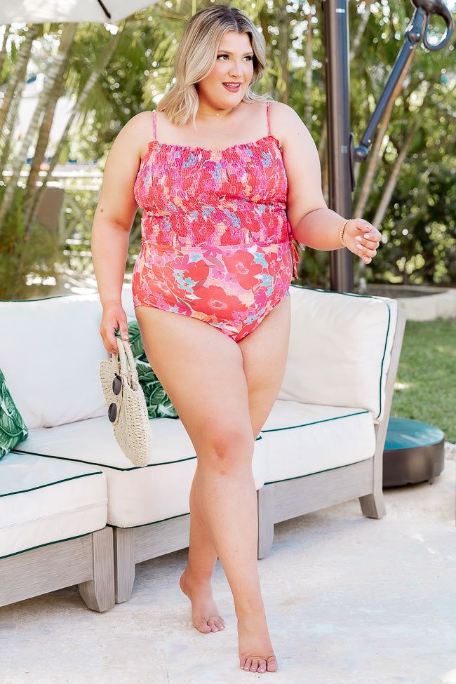 Found My Paradise One Piece Swimsuit in Watercolor Red Floral Print sold by Pink Lily product image thumbnail 7